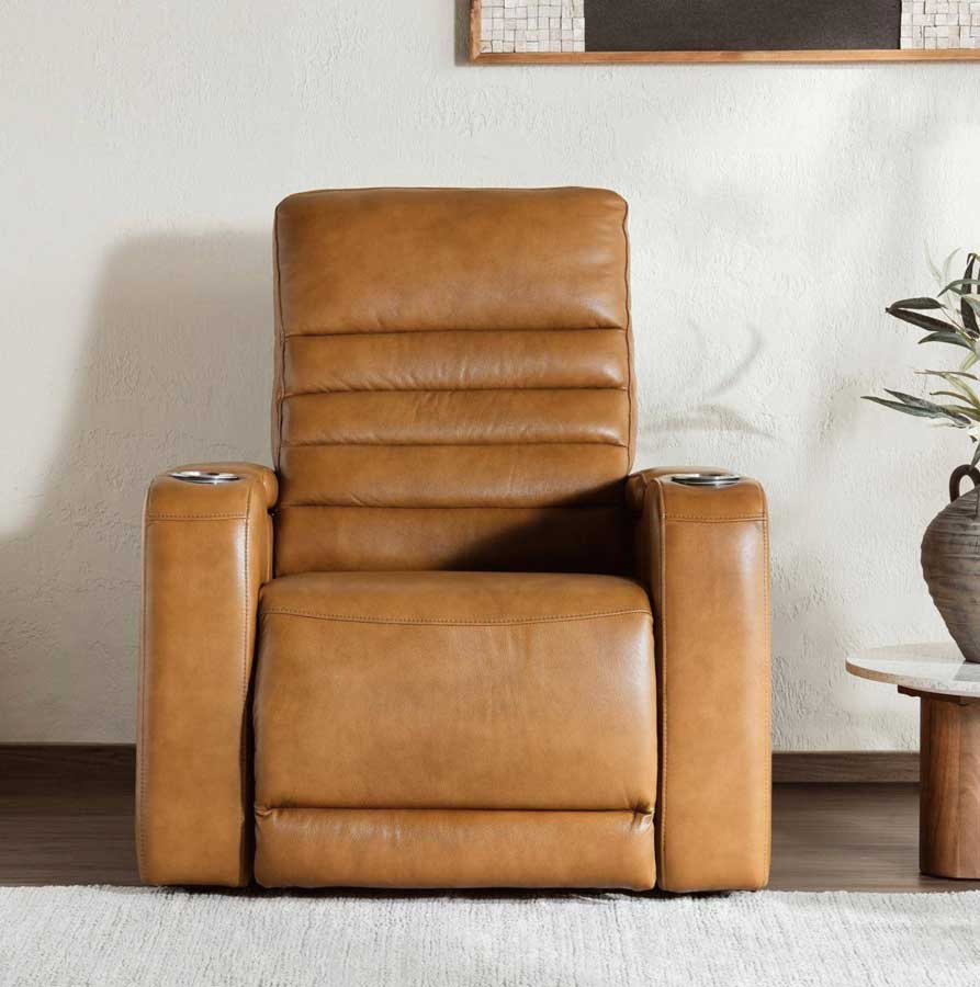 Accents@Home Creston Genuine Leather Power Recliner Sofa with Power Headrest Wireless Charging - Vancouver Furniture