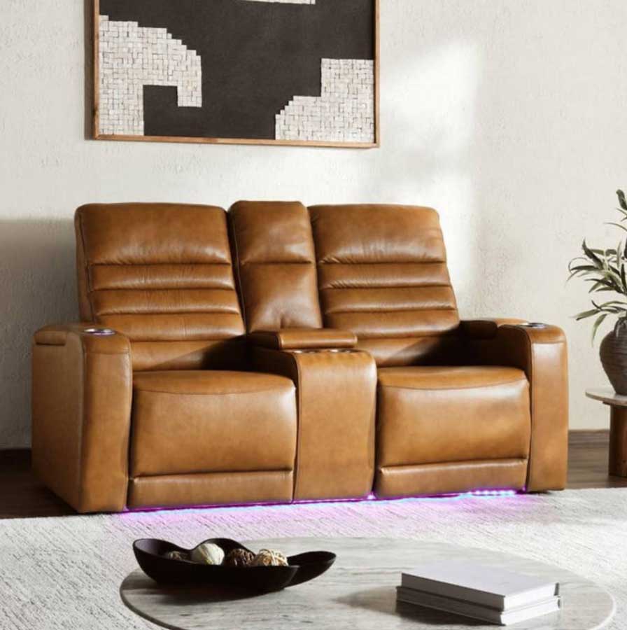 Accents@Home Creston Genuine Leather 2-Seater Power Recliner Sofa with Power Headrest Wireless Charging - Vancouver Furniture