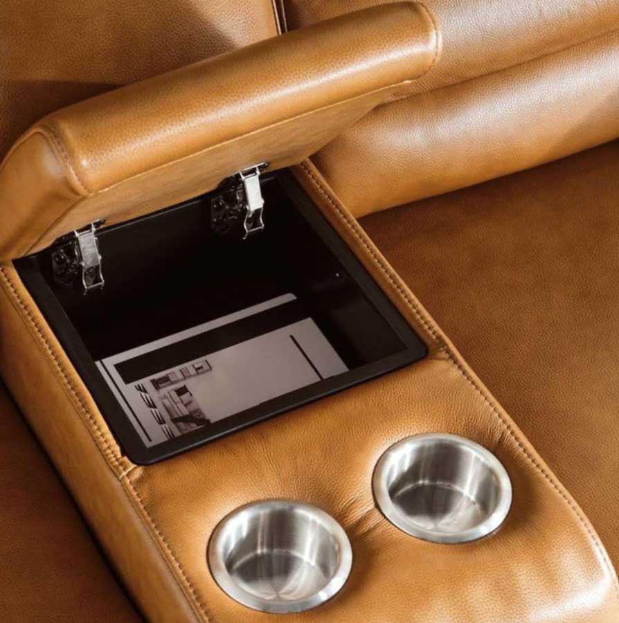 Accents@Home Creston Genuine Leather Power Recliner Sofa with Power Headrest Wireless Charging - Vancouver Furniture