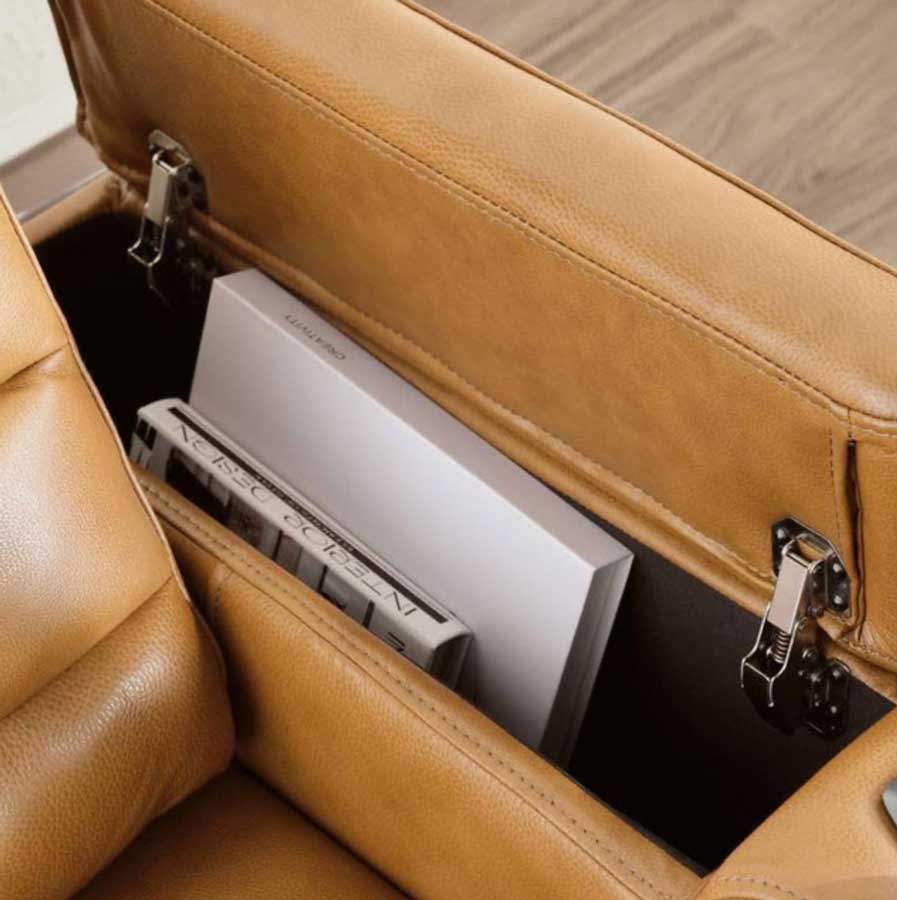 Accents@Home Creston Genuine Leather Power Recliner Sofa with Power Headrest Wireless Charging - Vancouver Furniture