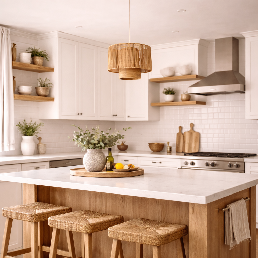 Aviario Natural Cane Cylindrical Pendant Light - Hygge Design House