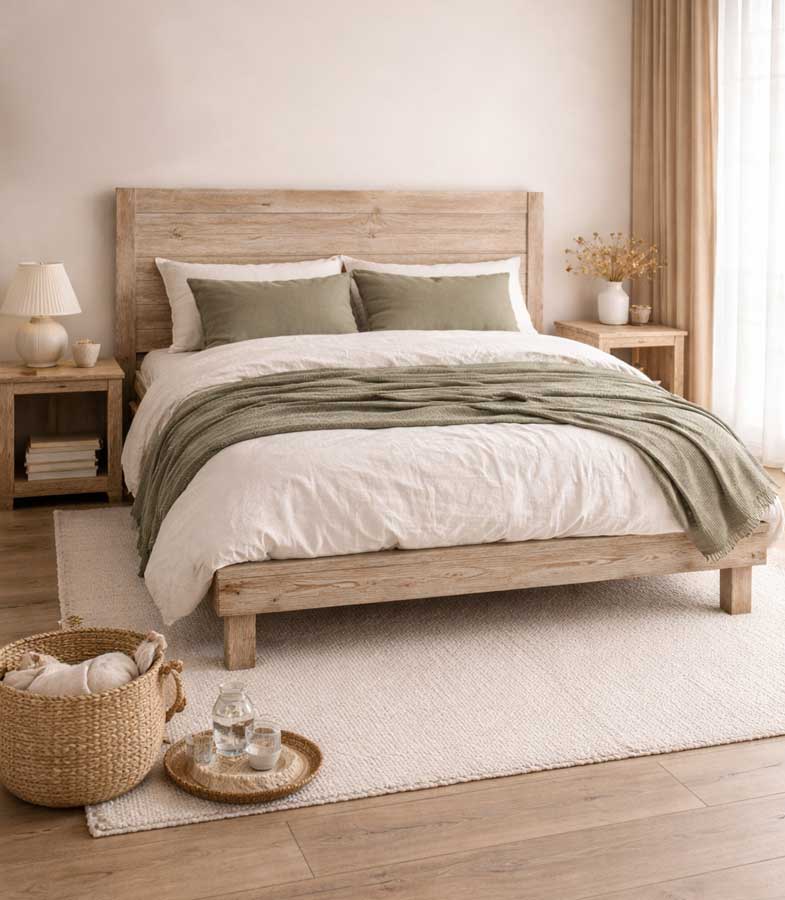 Gia Natural Wood Bed - Hygge Design House