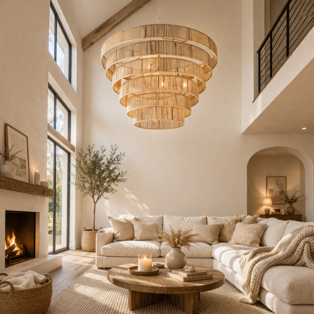 Marimba Natural Cane 6-Tier Chandelier - Hygge Design House